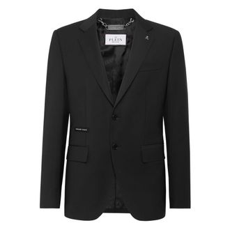 Philipp Plein Jassen, Heren, Zwart, L, Wol, Blazer Gigolò Fit Crystal Skull
