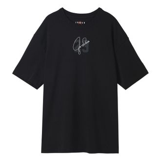 Nike Jordan (WMNS) Air Jordan Essentials Solid Color Logo Alphabet Printing Round Neck Loose Short Sleeve Black T-Shirt DM3245-010