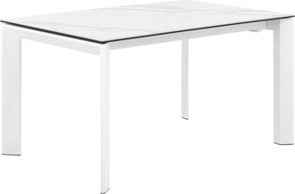 Koketto Home Mesa extensible 160 con tapa porcelanico blanca y patas blancas