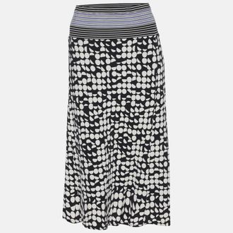 Elena Miro Black/white Printed Jersey Midi Skirt