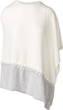 Kinross Cashmere Twist Stitch Poncho in Pearl/silver at Nordstrom
