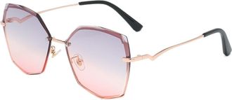 Generic Fashionable Metal Large Frame Decorative Sunglasses Men And Womens Vacation Beach Party Photo Sun Glasses(Purple)