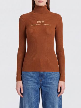 Elisabetta Franchi Slim Fit Wool Turtleneck Jumper with Contrast Logo
