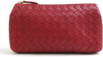 Bottega Veneta Red Color Intrecciato Pouch (Pre-Owned)
