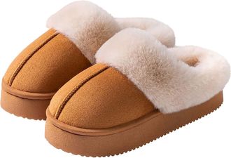 Generic Womens Slippers Fuzzy Memory Foam Suede Slippers Cosy Fluffy Winter Warm House Shoes Lightweight Anti-Slip Indoor Outdoor Ladies Slippers