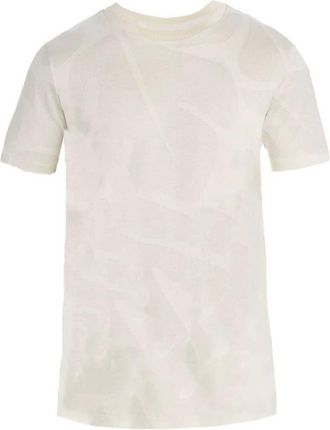 HUGO BOSS Mens Thompson All Over Leaf Tonal Print Tee In Beige