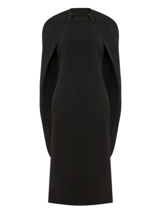 Alberta Ferretti cape-sleeve dress - women - Acetate/Elastane/Viscose - 44 - Black