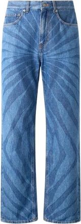 Roberto Cavalli Jeans in denim met patroon - Heren - Regular Fit Jeans - Blauw - W33 - Denim - Jeans