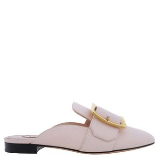 Bally Janesse Buckle Detail Leather Slippers, Brand Size 36 ( US Size 5.5 )