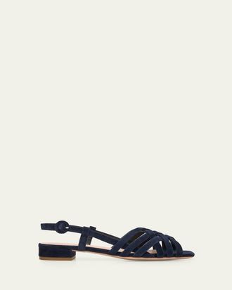 Loeffler Randall Woven Suede Flat Slingback Sandals