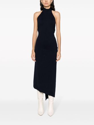 Fendi Womens Wool Midi Dress - Dark Blue - Size EU 38 (Womens)