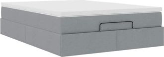 vidaXL Vidaxl - Estructura Cama Otomana Con Colch&oacute;n Tela Gris Claro 140x190 Cm