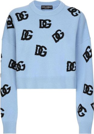 Dolce & Gabbana DNA logo embroidered sweater - women - Virgin Wool - 46 - Blue