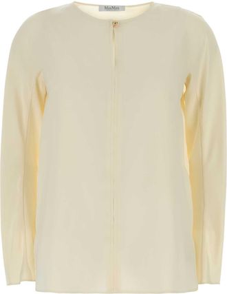 Max Mara Ivory Stretch Silk Mitico Blouse
