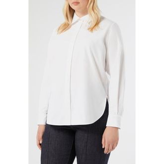 Marina Rinaldi Cotton Poplin Button-Up Shirt in Optical White at Nordstrom, Size 22W