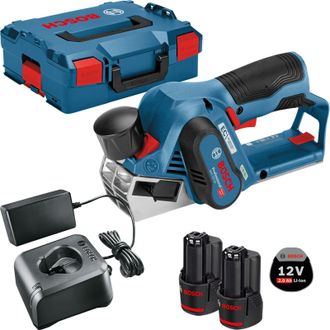 Bosch Cepillo Inal&aacute;mbrico Gho 12v-20 12 V / 2x 2,0 Ah Bater&iacute;a + Cargador En L-boxx