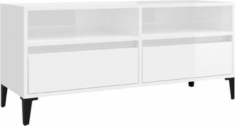vidaXL Mueble de TV madera contrachapada blanco brillo 100x34,5x44,5cm vidaXL