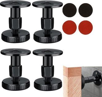 OEM 4 Piezas, Patas De Muebles Ajustables, Anclajes Para Cabeceros Con Almohadillas Antiara&ntilde;azos Para Mesas, 4 X 4,7 Cm (negro)