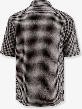 Hev&ograve; Mens Shirt Cotton-Blend Black Checked