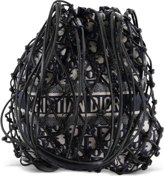 Dior Drawstring Net Tote Diorissimo Canvas and Leather bucket bag - Blauw