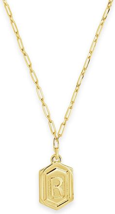 Sterling Forever Hexagon Tag Initial Necklace