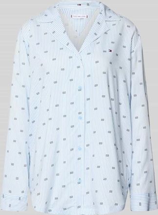 Tommy Hilfiger Pyjamaoberteil mit Logo Print aus Viskose in Hellblau, Gr&ouml;&szlig;e XL