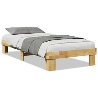 Berkfield Home Bed Frame without Mattress 75x190 cm Small Single Solid Wood Oak in Brown