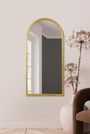 MirrorOutlet Gold Metal Framed Arched Wall Mirror 47 X 23.5 (120CM X 60CM) | Size: 1 Pack