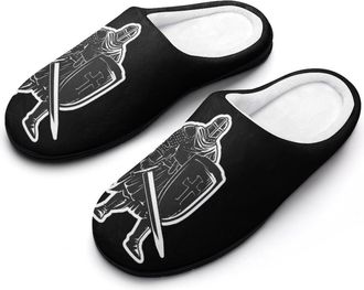 Generic Medieval Knights Sword Shield Slippers Men Winter Warm Cotton Anti-Slip Indoor Slip-Ons House Shoes