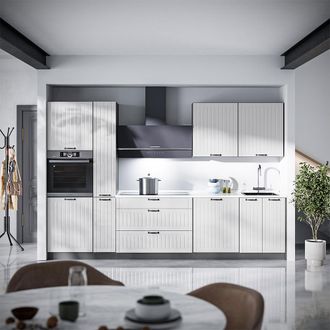 Vicco Mueble De Cocina Fame-line, Blanco Casa De Campo/antracita, 310 Cm, Et Antracita, Vicco