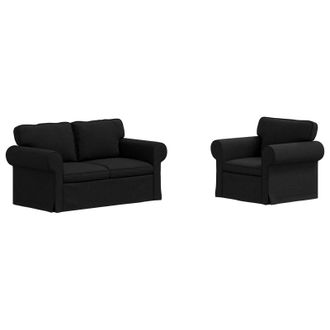 vidaXL Juego De Sof&aacute; 2 Uds. Negro Tela Vidaxl
