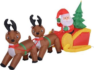 HOMCOM Gonfiabile di Babbo Natale con Slitta e Renne, Lungo 2.3 Metri - Homcom