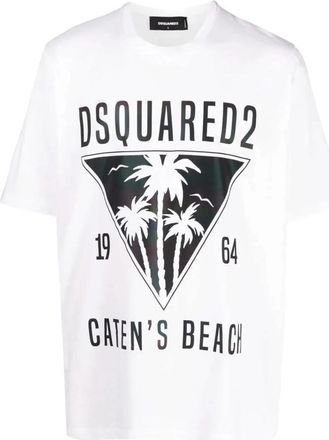 Dsquared2 Logo T-Shirt - Heren - T-shirts - Wit - 2XL - Katoen - Tops