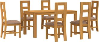 vidaXL Conjunto De Comedor 7 Uds. Gris Madera De Roble S&oacute;lido Vidaxl
