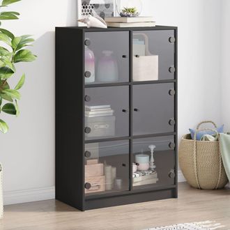 vidaXL Aparador Alto Con Puertas Madera Ingenier&iacute;a Negro 68x37x109 Cm Vidaxl