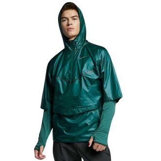 Nike Mens Standard Fit Convertible Running Top/Jacket - Dark Green Viscose - Size Small