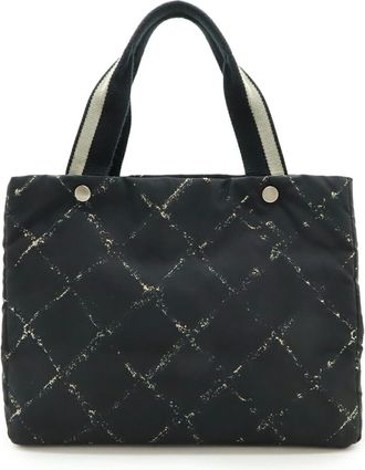 Chanel Black Red Color Travel Line Shoulder Bag Tote Bag (Pre-Owned)