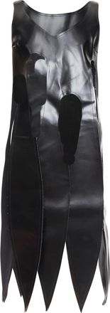 Comme Des Gar&ccedil;ons Comme des Garcons black PU V neck cut out fringe top