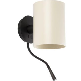 Faro Barcelona Guadalupe Aplique Con Lector Negro/beige 20032-80