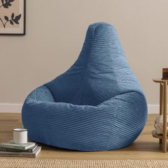 Icon Brand Puf grande xl con respaldo alto de pana azul vaquero