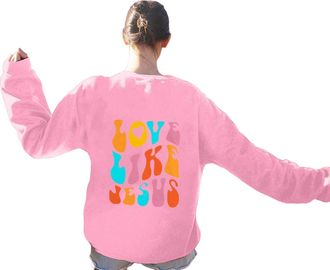 Generic Womens Graphic Sweatshirts Christian Warm Cosy Lightweight Long Sleeve Jesus 2025 Fall Fashion Clothes Tunic Shirts Crewneck Fleece Winter Teen Girls 