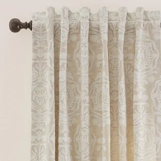 Ballard Designs Elsbeth Crewel Embroidered Drapery Panel - Natural - 50 x 108 - Ballard Designs