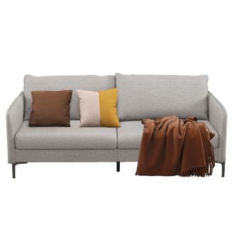 Costway Costway Modern Loveseat Sofa Couch Upholstered Sofa Couch with Armrest Sturdy Metal Legs in Grey