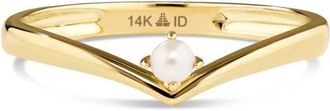 Devata Freshwater Pearl Chevron Ring in 14K Gold, 3mm in Yellow Gold at Nordstrom, Size 7