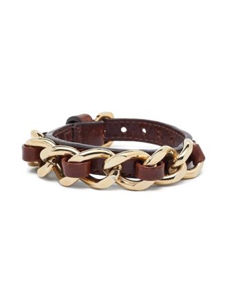 Burberry chain-detail leather bracelet - Brown