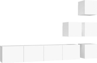 vidaXL Mueble De Pared Para Tv Madera Contrachapada Blanco Vidaxl