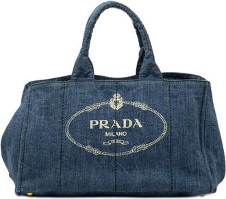 Prada Pre-owned Prada Large Denim Canapa Logo Satchel WO7AN0MN7ZNJCTOQ