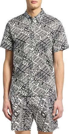 Psycho Bunny Capri Stretch Poplin Button-Up Shirt in Black at Nordstrom Rack, Size Xxx-Large