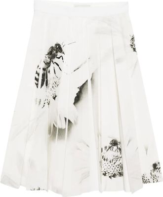 Tory Burch graphic-print skirt - women - Polyester/Cotton - L - White