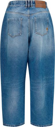 Balmain Womens Barrel Denim Jeans Bleu Cotton